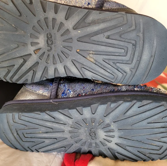 Limited edition Ugg blue orange sequin sheeling leather boots sz 7 - Picture 9 of 12